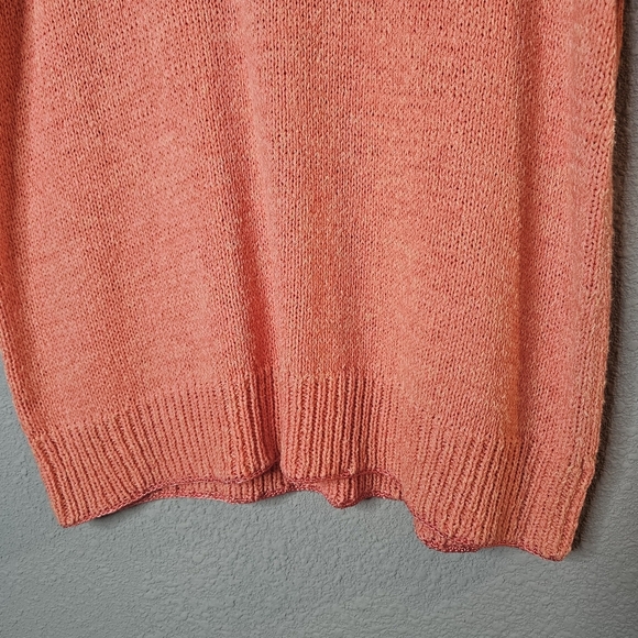 Crazy Horse Women Pastel Peach‎ Orange Sweater 1 (1X) Short Sleeve Knit Easter - Picture 5 of 10
